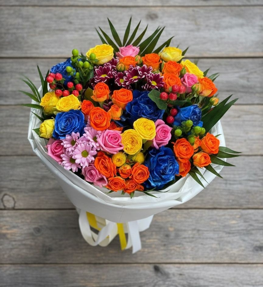 Букет цветов из: Розы и Хризантемы в Верхнекундрюческой