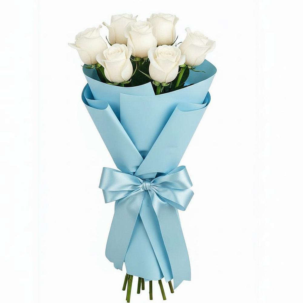 Букет 7 белых роз Проуд в Верхнекундрюческой