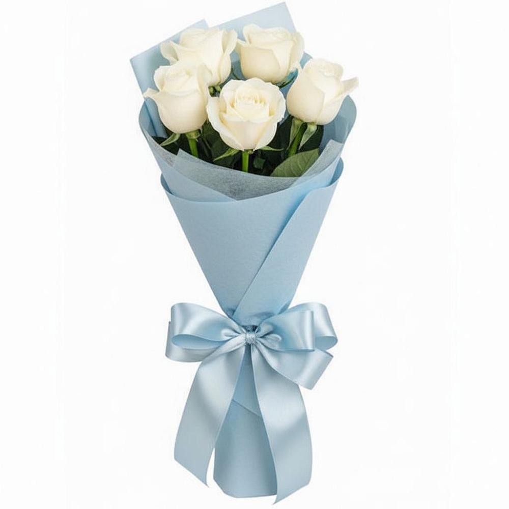 Букет 5 Белых роз Проуд в Верхнекундрюческой