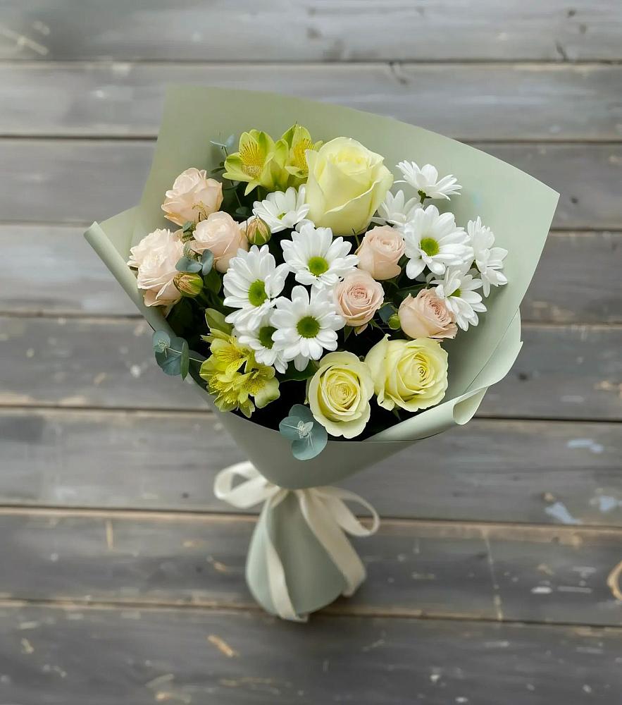 Букет цветов из: Альстромерии, Розы и Хризантемы в Верхнекундрюческой