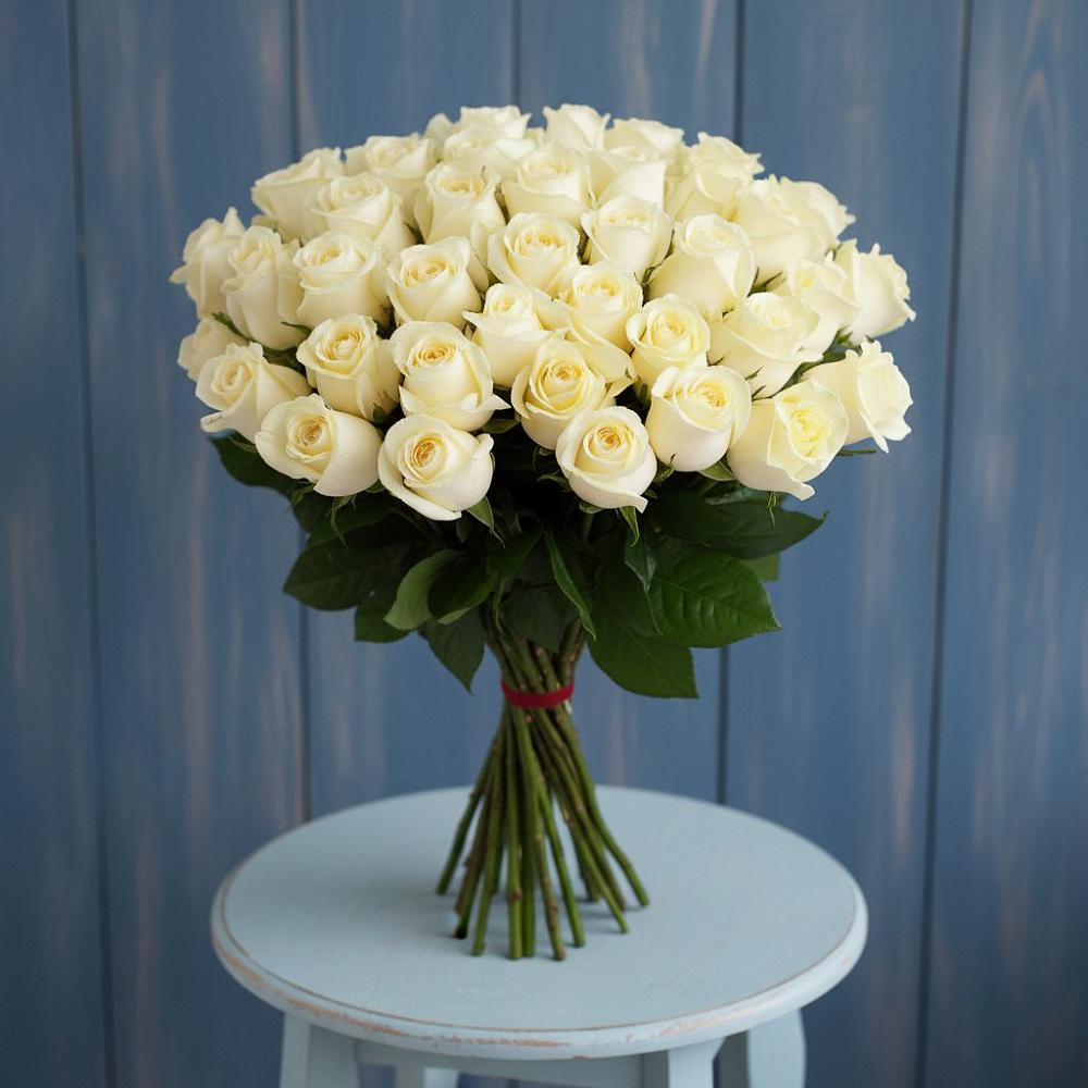 Букет 51 Белая роза Эдлесс Лав в Верхнекундрюческой