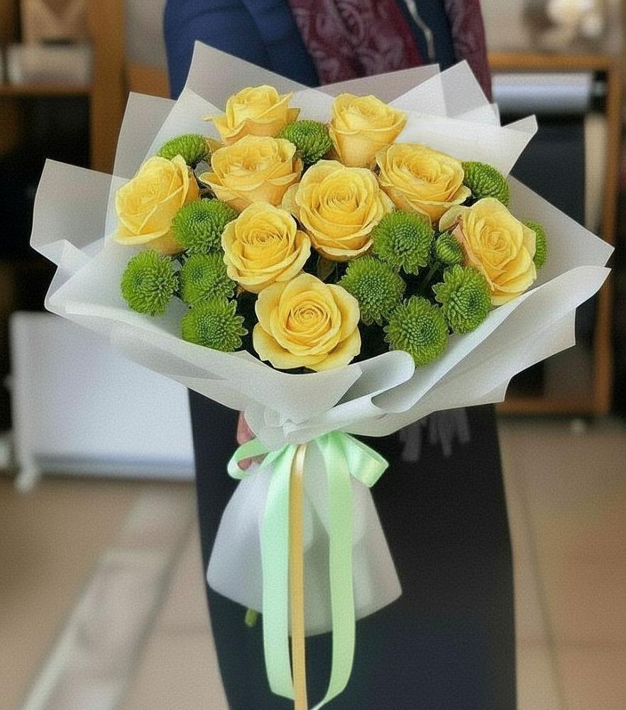 Букет цветов из: Хризантемы и Розы в Верхнекундрюческой