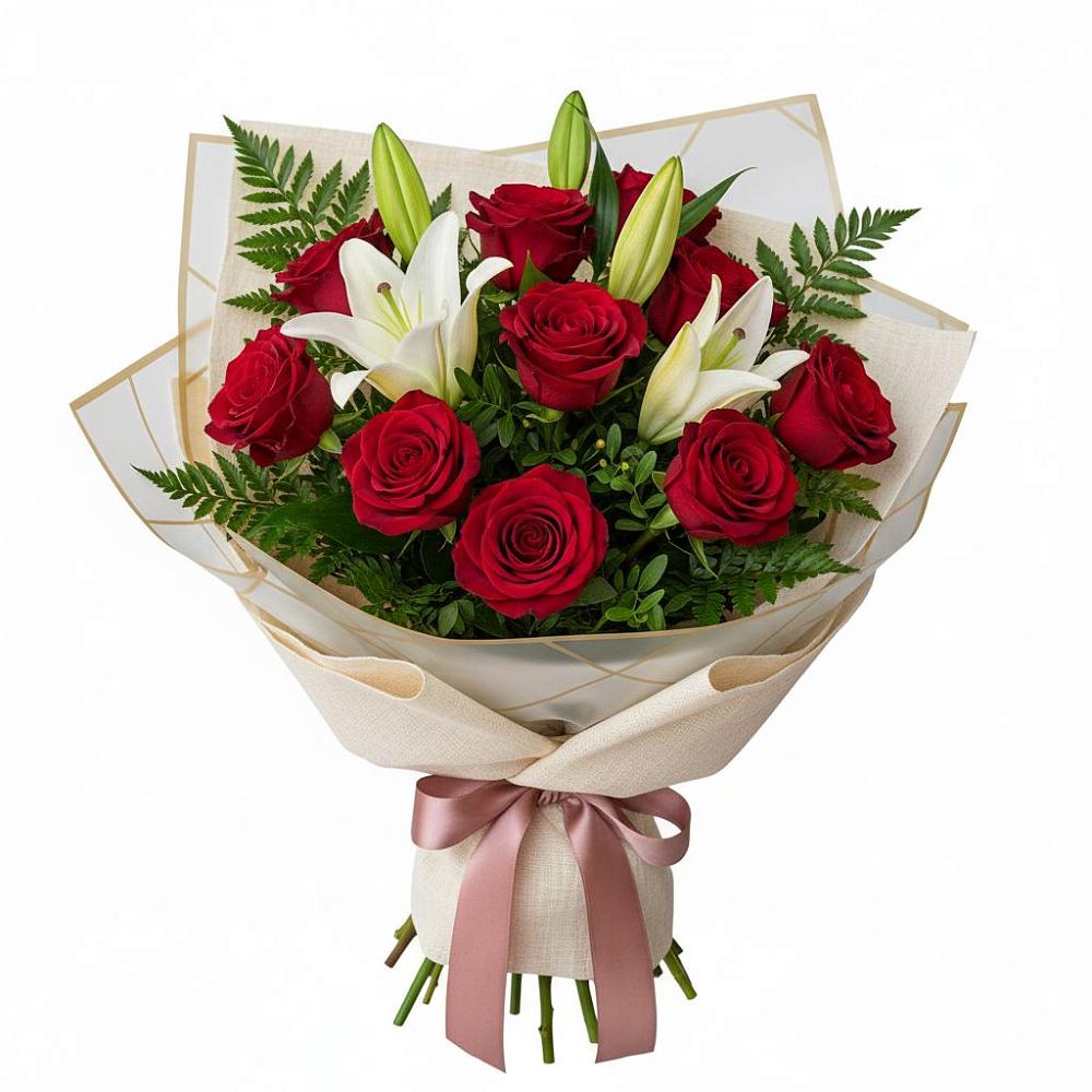 Букет цветов из: Лилии и Розы в Верхнекундрюческой