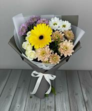 Букет цветов из:  Розы, Герберы и Хризантемы в Верхнекундрюческой