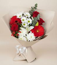 Букет цветов из:  Розы, Хризантемы, Герберы и Лилии #REPLACE_PRED# Верхнекундрюческой