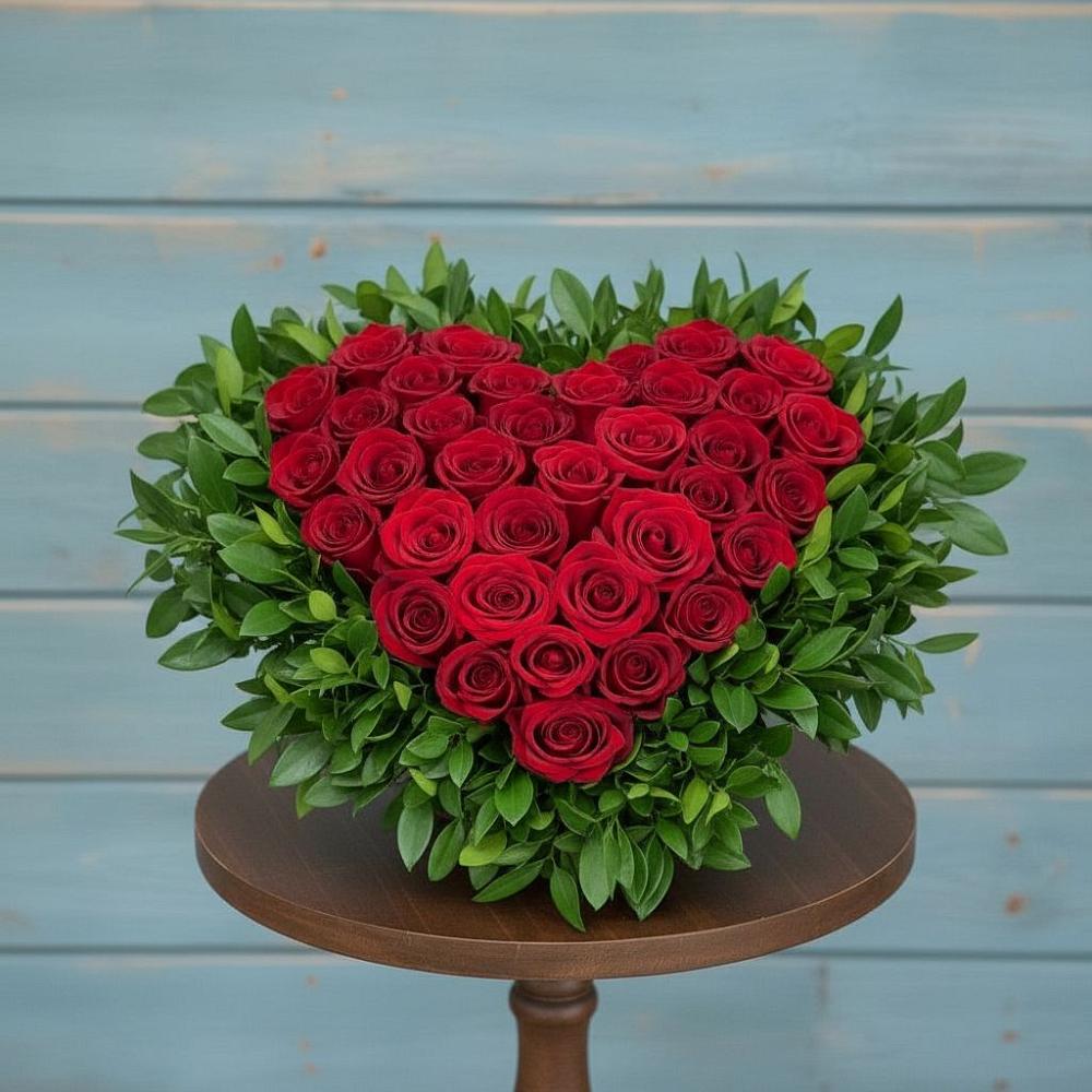 Цветочная композиция из Розы в виде сердца в Верхнекундрюческой