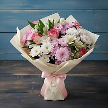 Букет цветов из:  Хризантемы, Альстромерии и Розы в Верхнекундрюческой