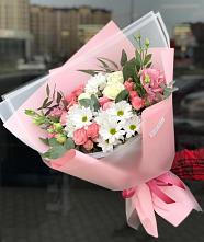Букет цветов из:  Розы, Лизиантусы и Хризантемы в Верхнекундрюческой