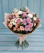 Букет цветов из:  Хризантемы, Розы и Альстромерии в Верхнекундрюческой