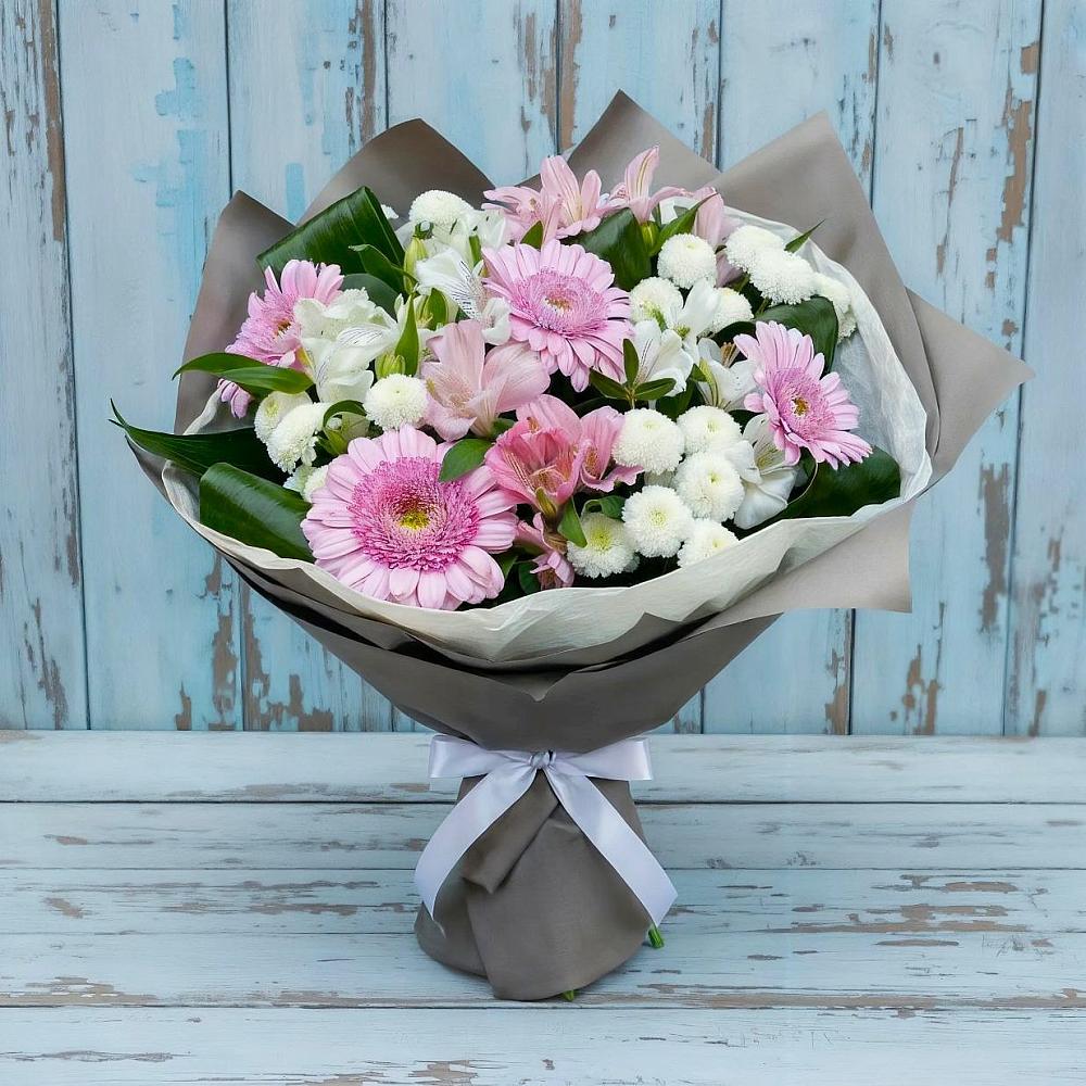 Букет цветов из: Герберы, Альстромерии и Хризантемы в Верхнекундрюческой