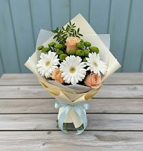 Букет цветов из:  Герберы, Розы и Хризантемы в Верхнекундрюческой