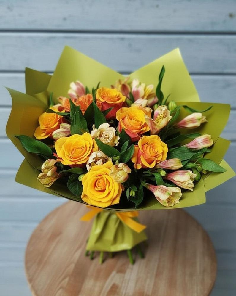 Букет цветов из: Альстромерии и Розы в Верхнекундрюческой