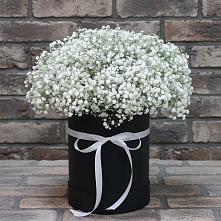 Цветочная композиция из Гипсофила в шляпной коробке в Верхнекундрюческой